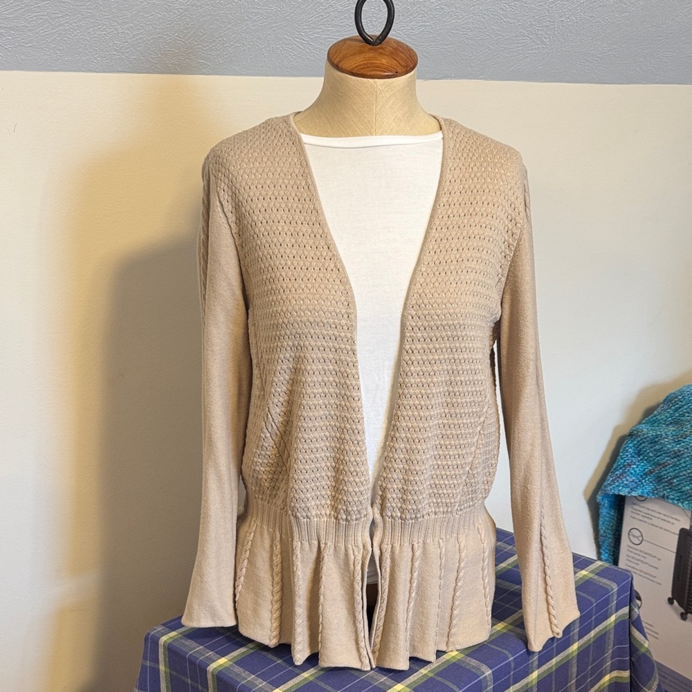 Sahalie cotton blend beige ecru cardigan - size XL